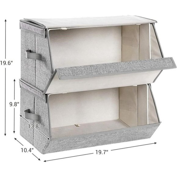 Large Stackable Storage Bins, Fabric Storage, Set of 2 NWT - Picture 4 of 4